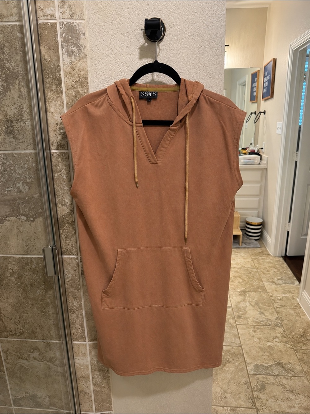 SSYS Taupe Sleeveless Hooded Sweatshirt Dress